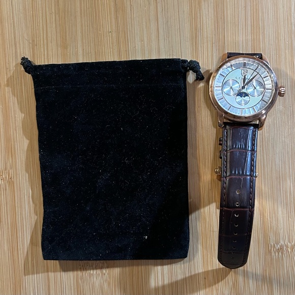 S Coifman Watch With 43mm Silver MoonPhase Chronograph Face & Brown Leather Band - Picture 5 of 5